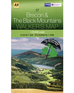 Brecon &amp; The Black Mountains AA Map 17 LAMINATED