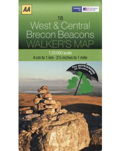 Central Brecon Beacons AA Map 18 LAMINATED