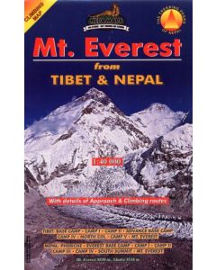 Mt Everest from Tibet and Nepal  climbing map