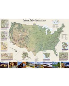 National Parks of the United States Map Laminated